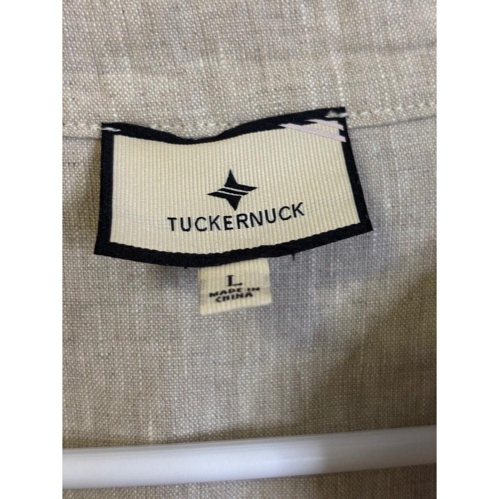 Tuckernuck Tatum Women's Linen Blend Tunic Top Long Sleeve Beige Size L - Picture 2 of 4